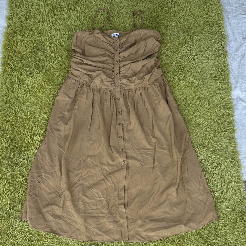 Future Collctive Target Tan Ruched Button Down Midi Dress NWOT Size XXL